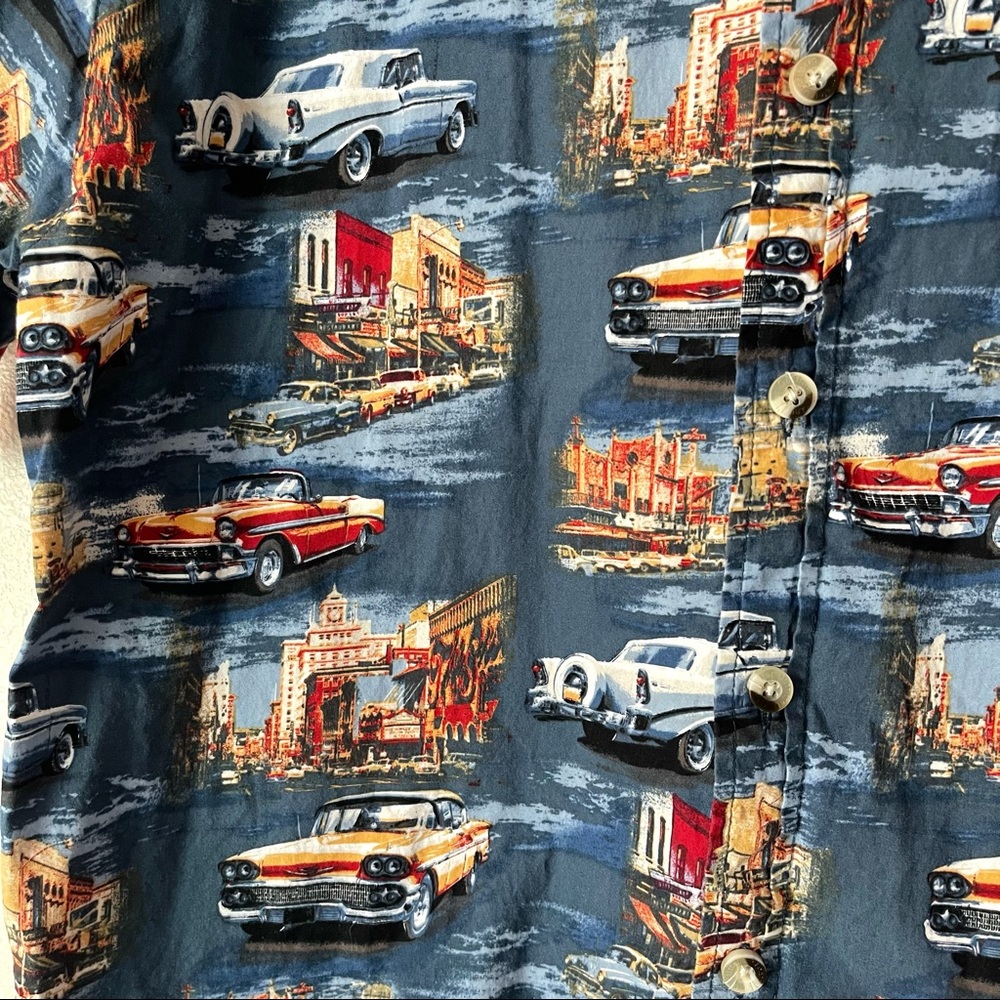 Clear Water 100% Cotton Classic Car Button Up Short Sleeve Large - Picture 6 of 7